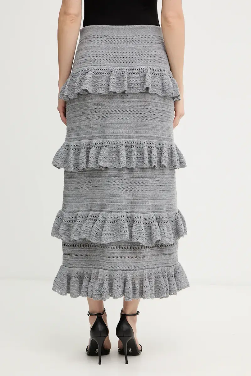 gonna in lana Grigio miniatura 3