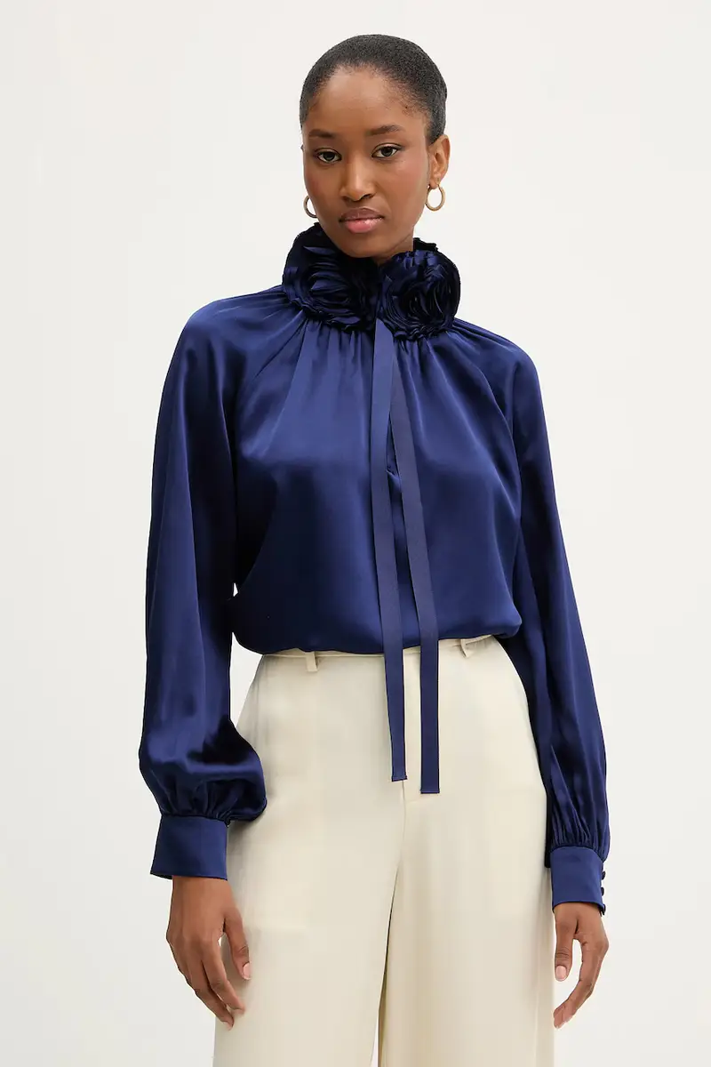 maglietta in seta Blu navy