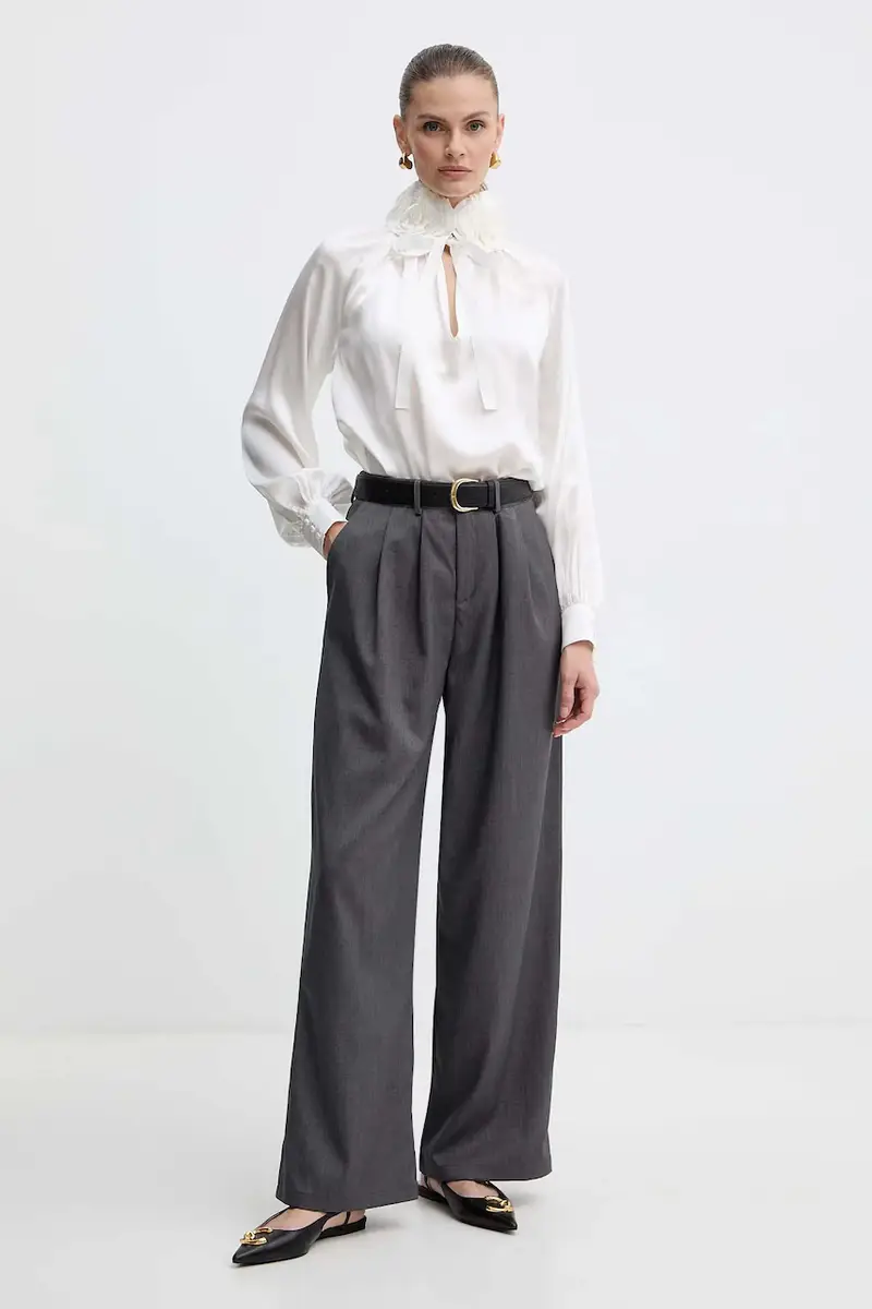 maglietta in seta donna colore beige con applicazione 542316 miniatura 2