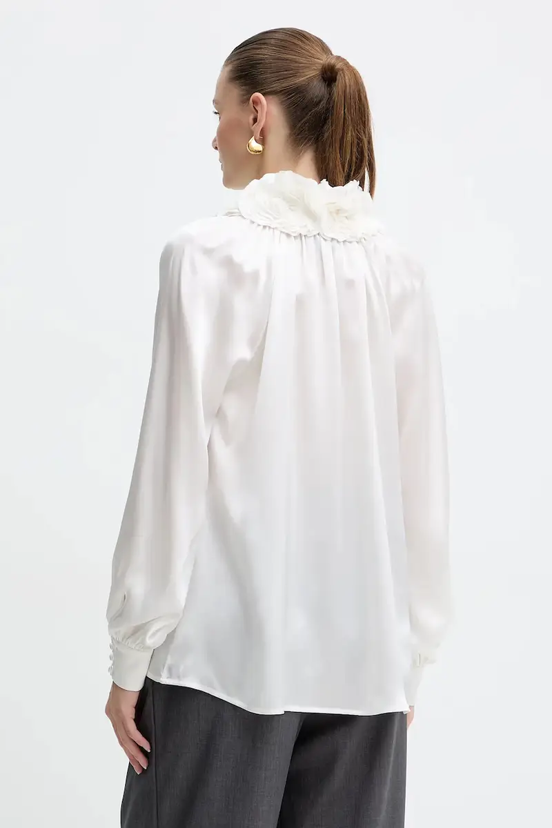 maglietta in seta donna colore beige con applicazione 542316 miniatura 3