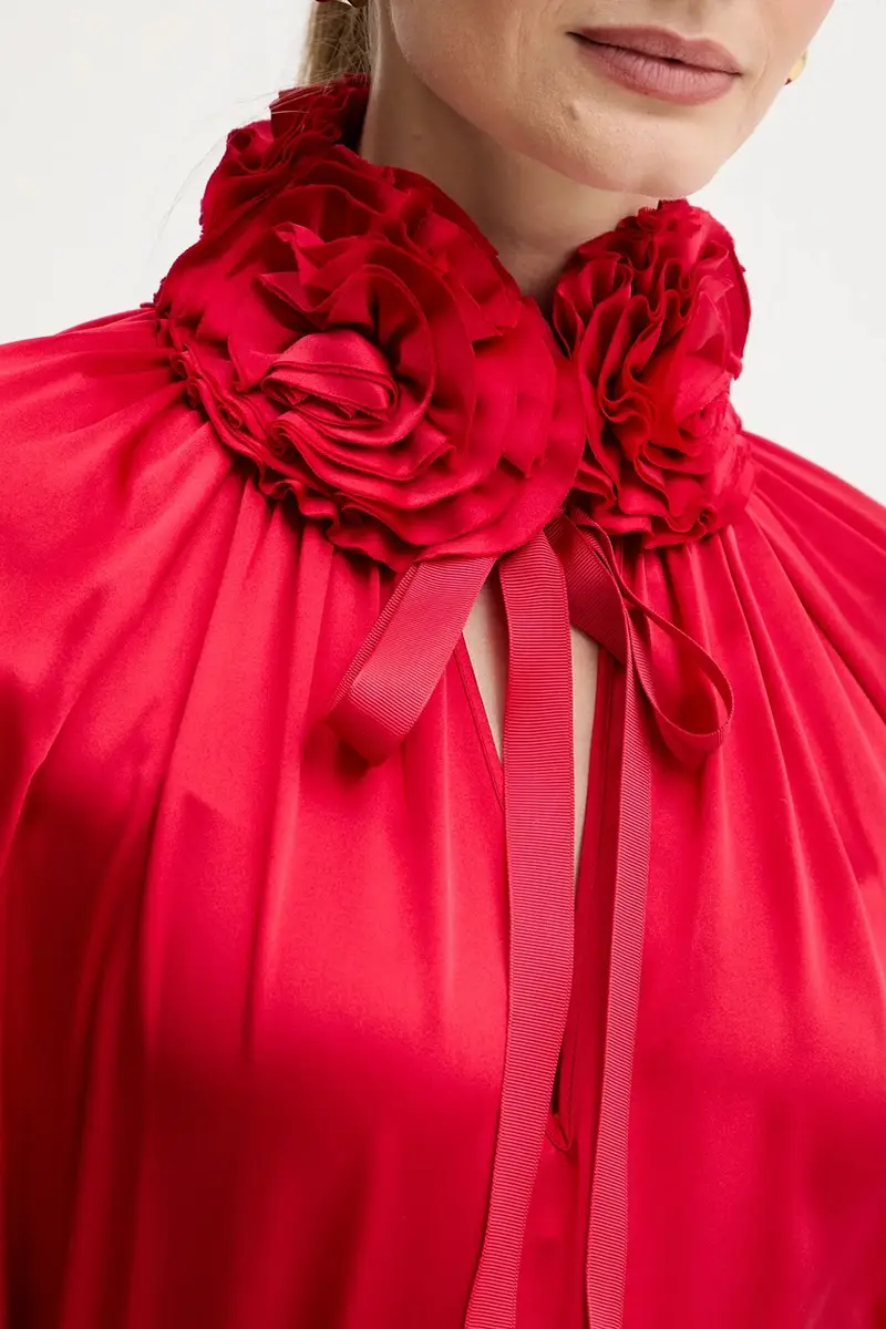 maglietta in seta Rosso miniatura 5