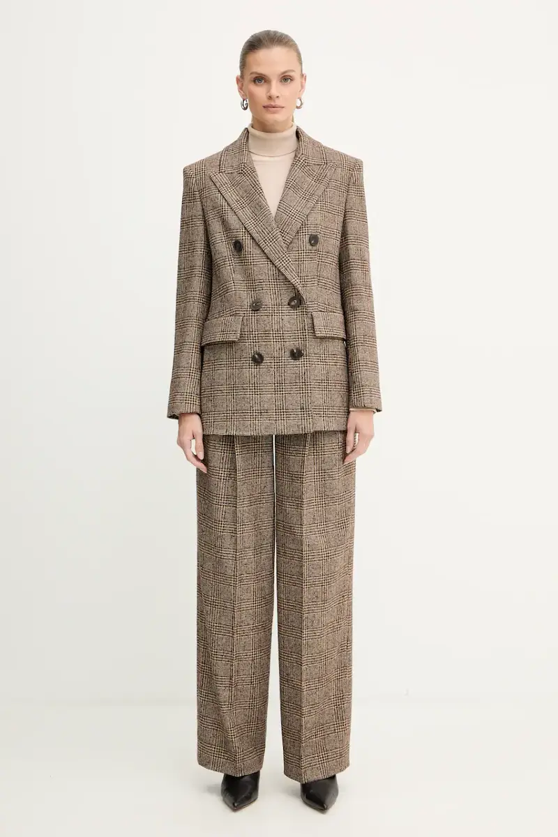 pantaloni con lana colore marrone 542379 miniatura 2