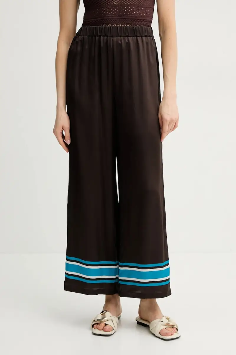 pantaloni in seta donna colore marrone 542106