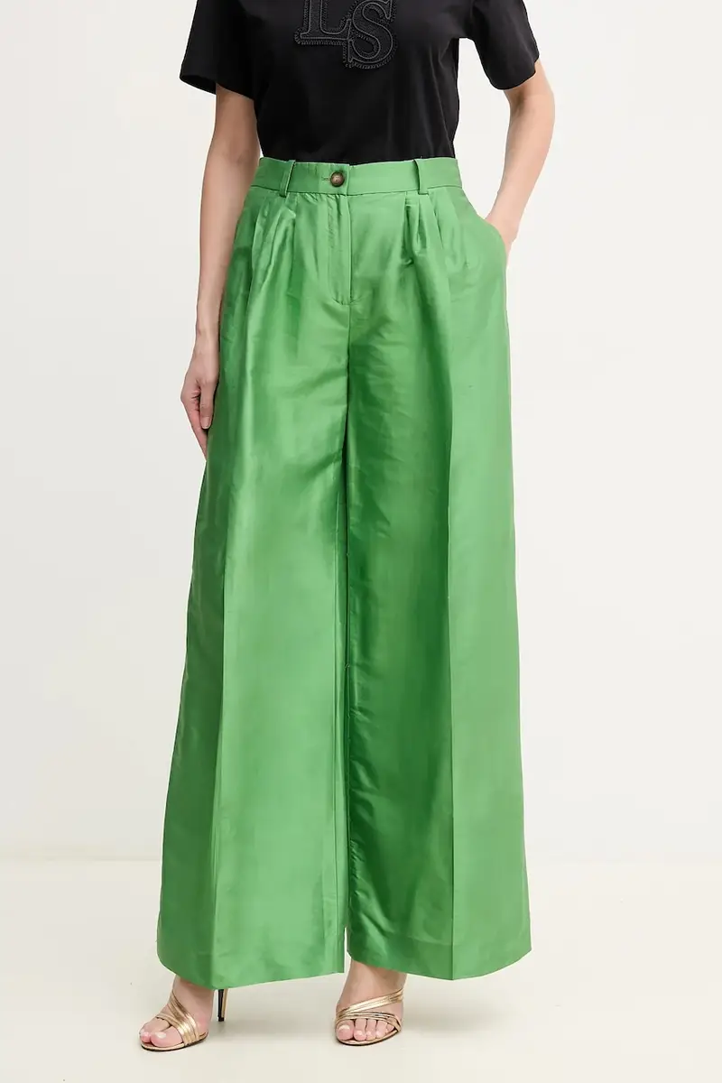pantaloni in seta donna colore verde 542165