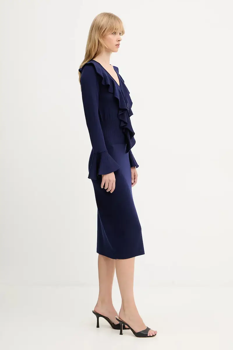 vestito in lana colore blu navy 100110 miniatura 2