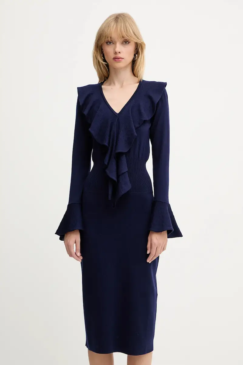 vestito in lana colore blu navy 100110 miniatura 4