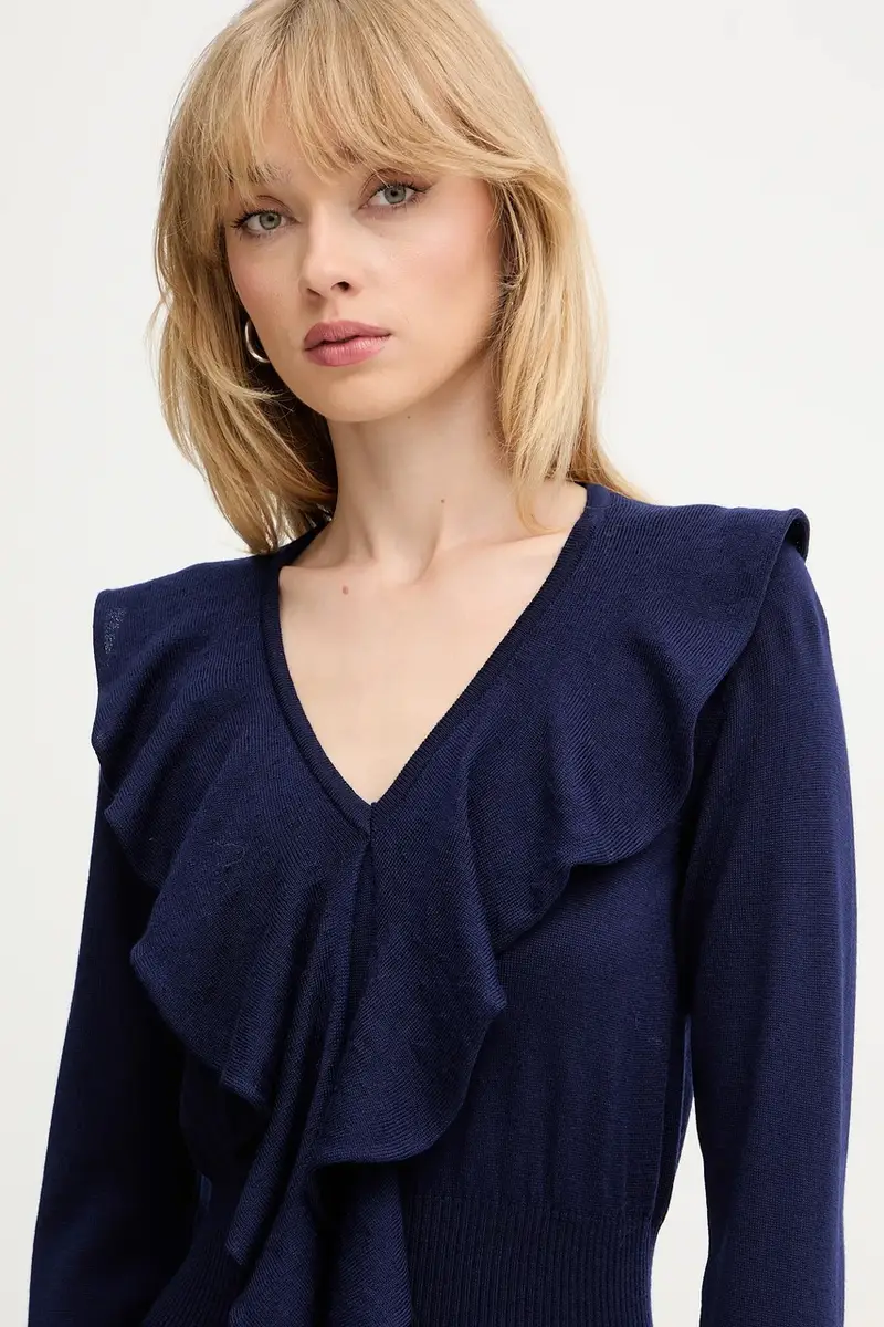 vestito in lana colore blu navy 100110 miniatura 5