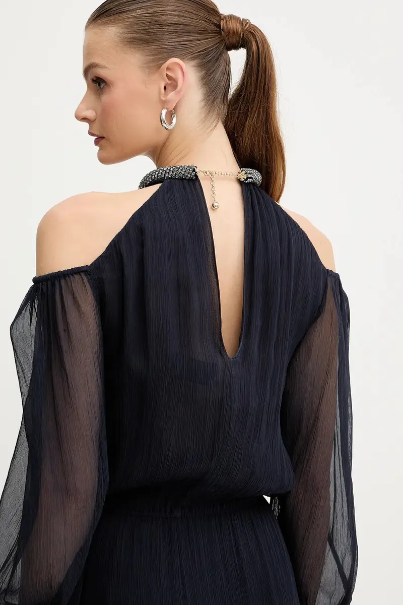 vestito in seta colore blu navy 542359 miniatura 5