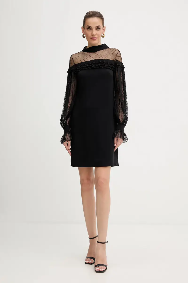 Luisa Spagnoli Vestito nero con maniche in pizzo miniatura 2