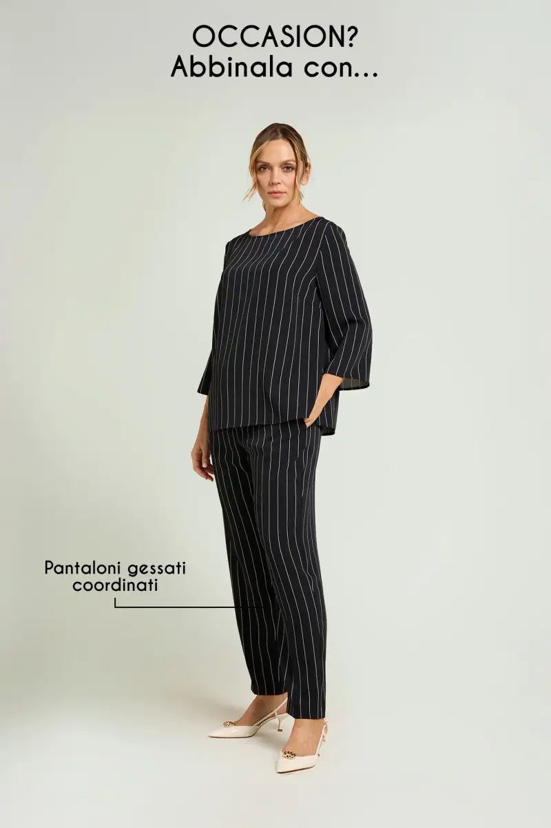 BLUSA IN CADY GESSATO Donna miniatura 3