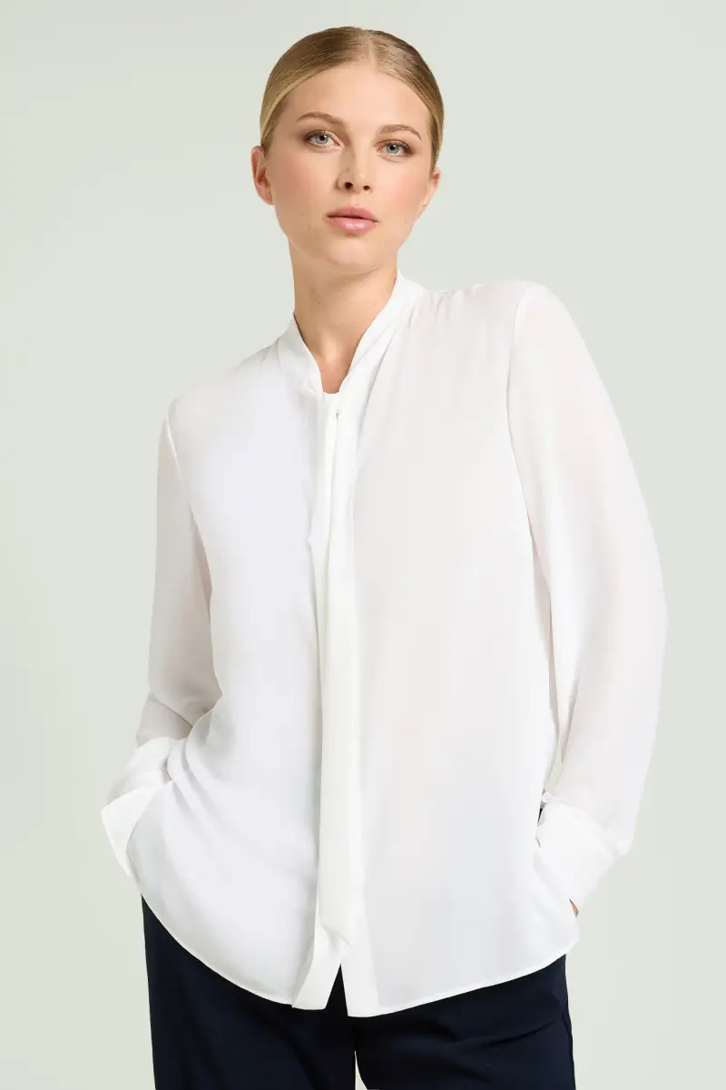 BLUSA IN DOPPIA GEORGETTE CON SCIARPINA Donna miniatura 2