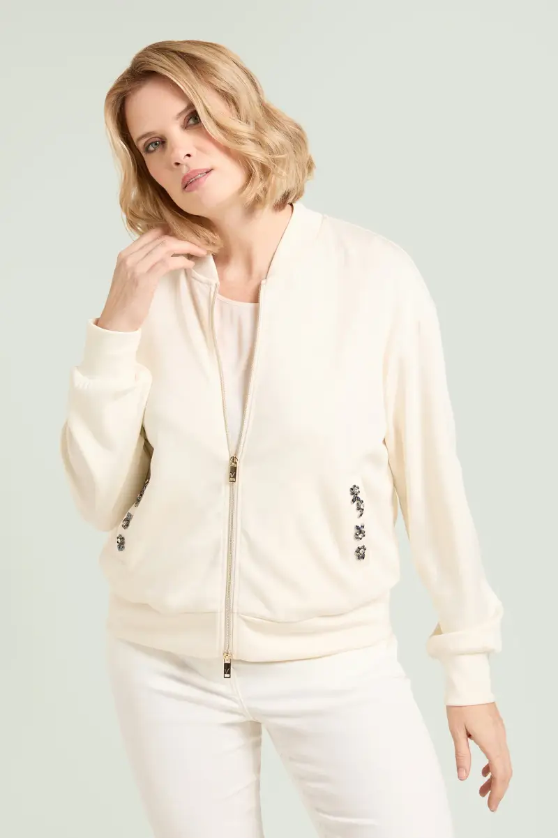 BOMBER IN JERSEY SCUBA RICAMATO Donna miniatura 3