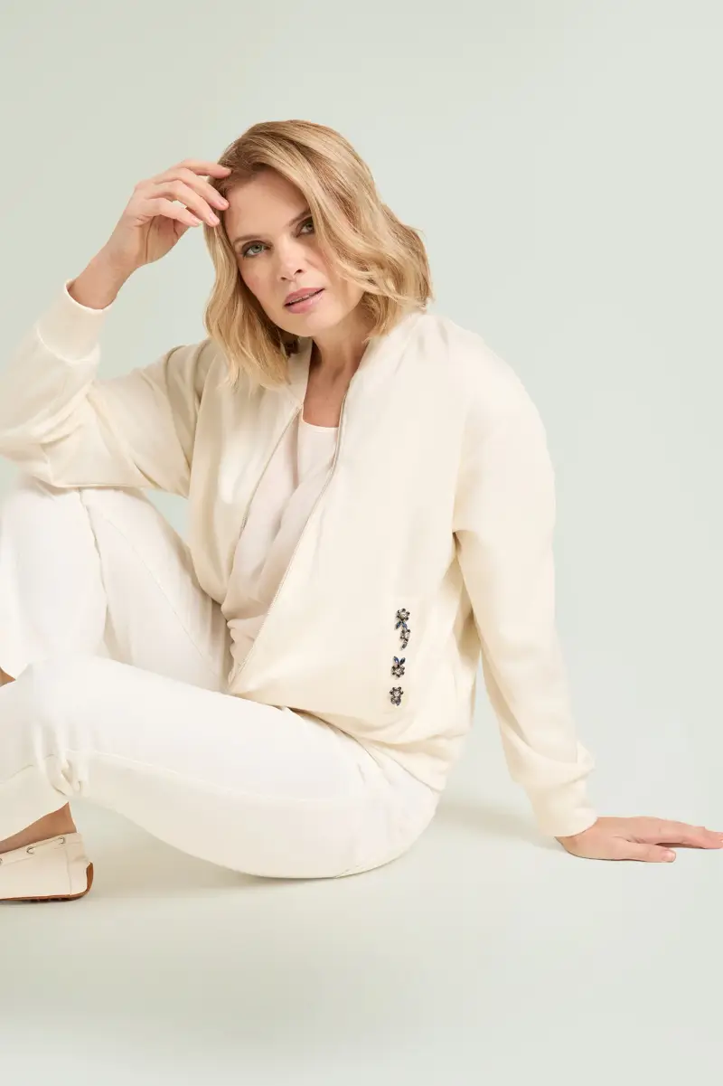 BOMBER IN JERSEY SCUBA RICAMATO Donna