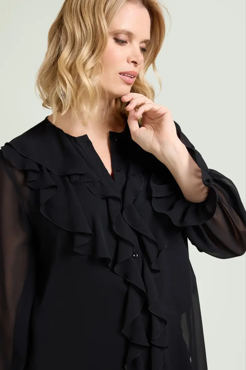 CAMICIA IN GEORGETTE CON VOLANT Donna miniatura 2