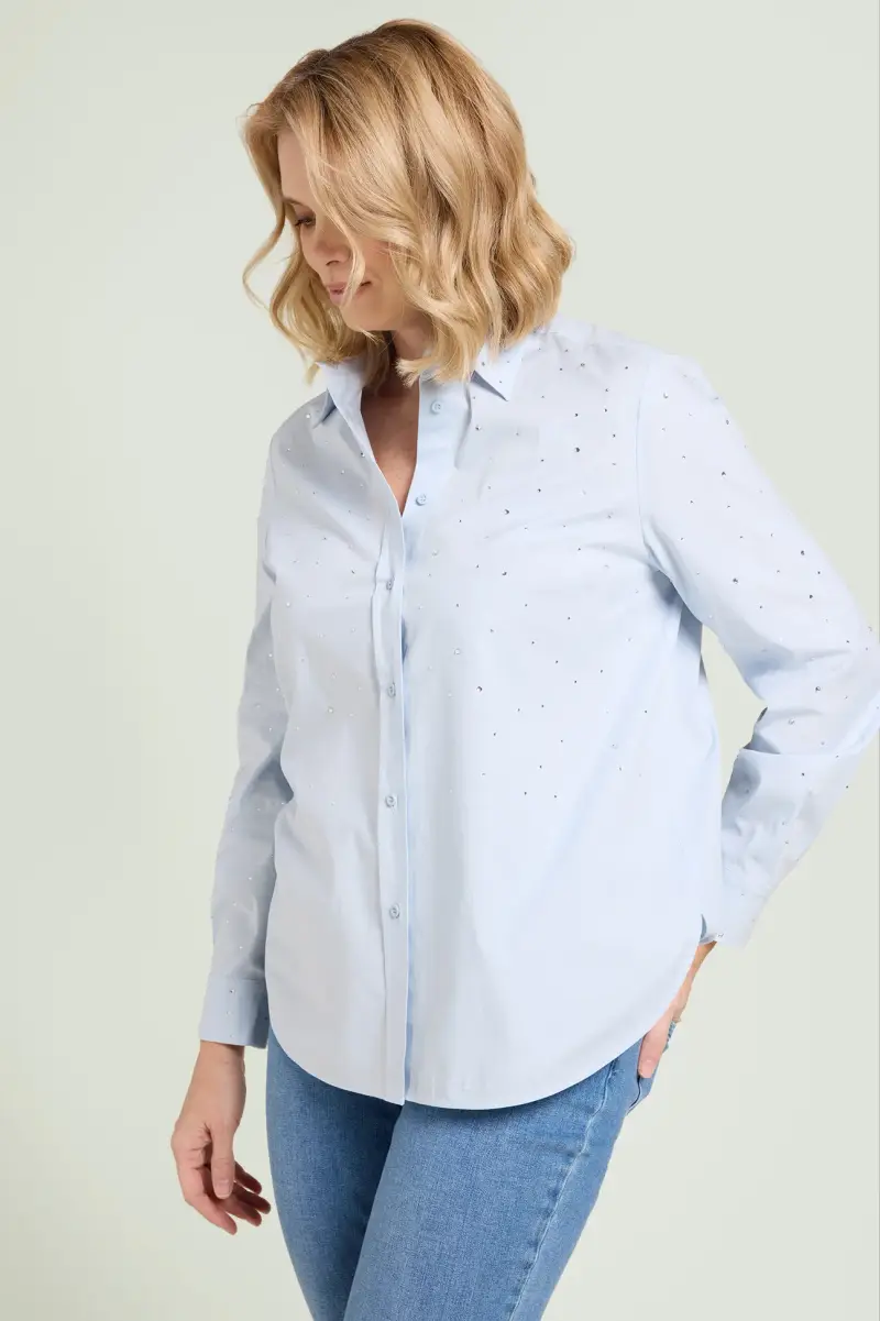 CAMICIA IN POPELINE CON PUNTI LUCE Donna
