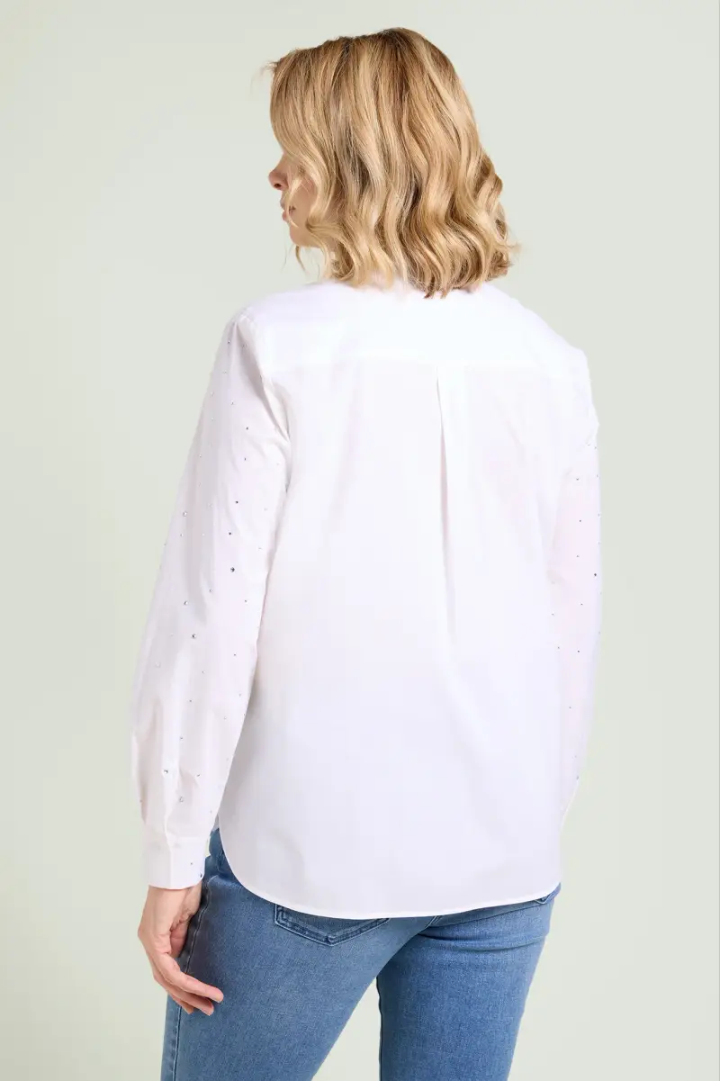 CAMICIA IN POPELINE CON PUNTI LUCE Donna miniatura 2