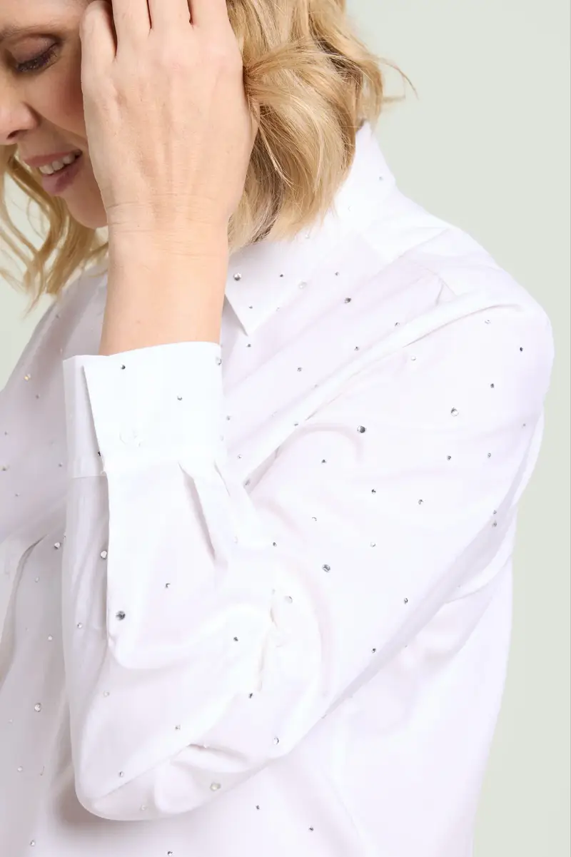 CAMICIA IN POPELINE CON PUNTI LUCE Donna miniatura 3
