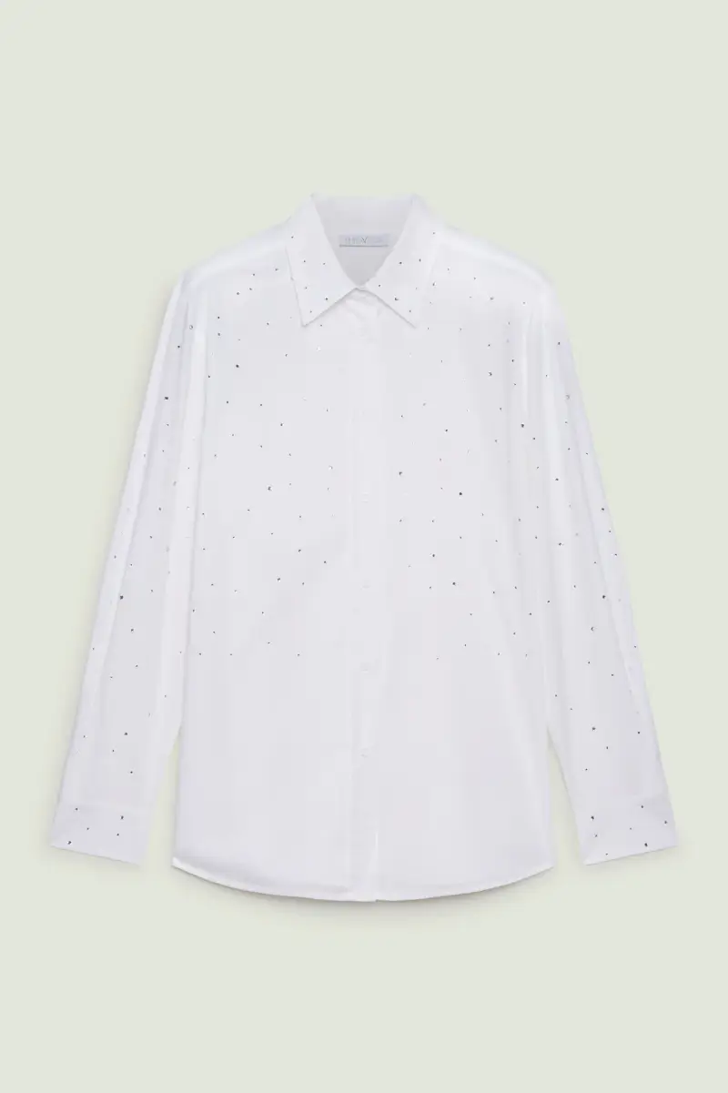 CAMICIA IN POPELINE CON PUNTI LUCE Donna miniatura 5