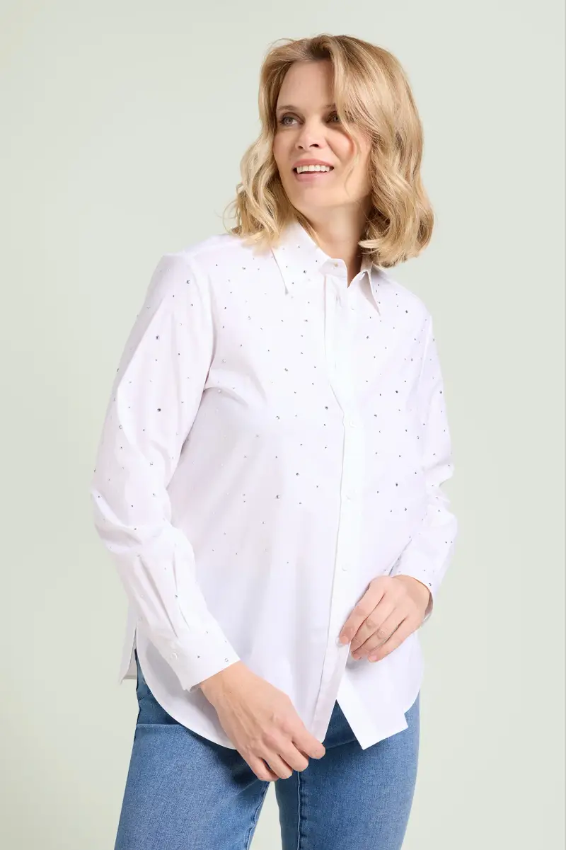 CAMICIA IN POPELINE CON PUNTI LUCE Donna