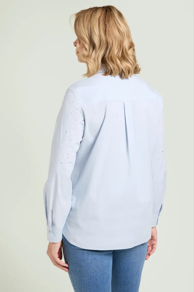 CAMICIA IN POPELINE CON PUNTI LUCE Donna miniatura 2