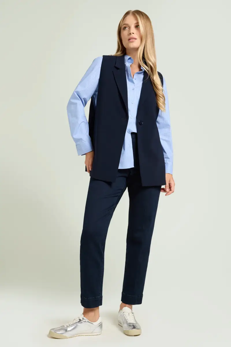 CAMICIA IN POPELINE CON RIGA LUREX Donna miniatura 3