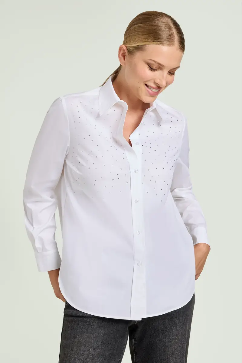 Luisa Viola CAMICIA IN POPELINE RICAMATA Donna