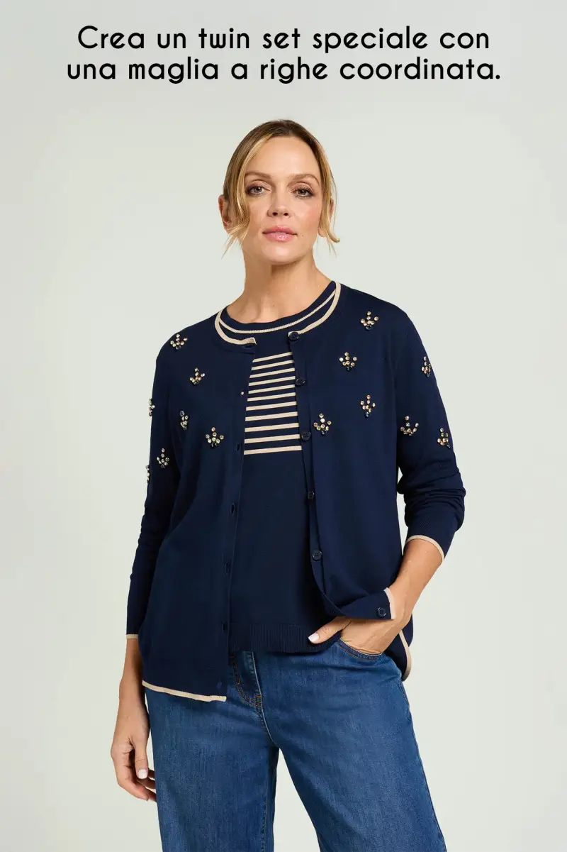 CARDIGAN IN VISCOSA COMFORT RICAMATO A MANO Donna miniatura 5