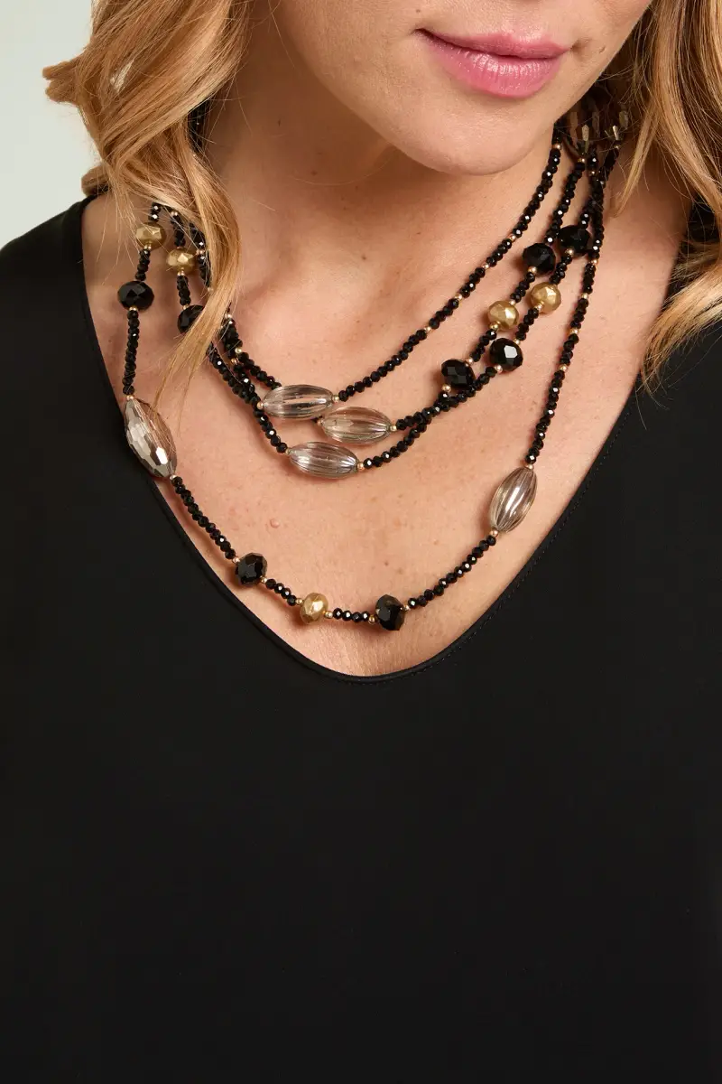 COLLANA A DUE FILE CON MIX DI PIETRE Donna miniatura 2