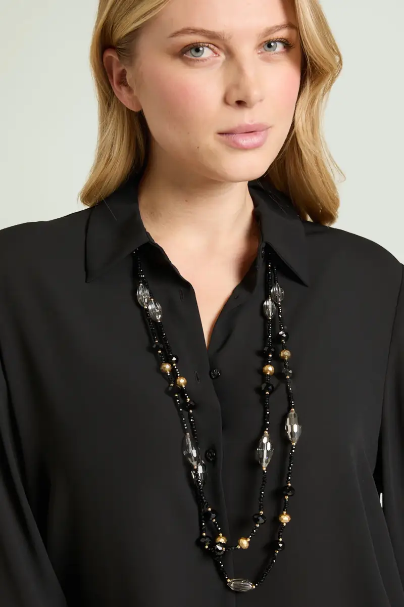 COLLANA A DUE FILE CON MIX DI PIETRE Donna
