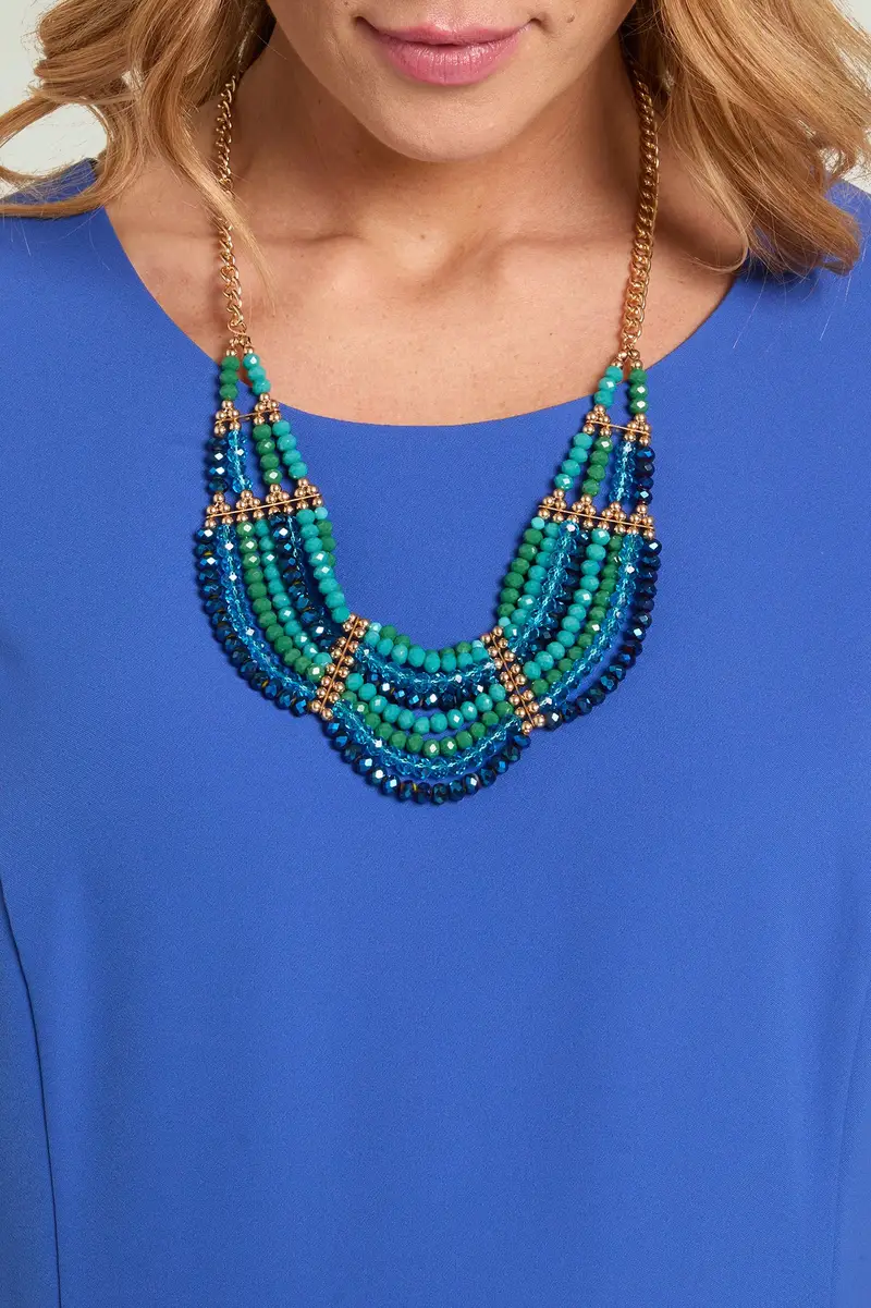 COLLANA-COLLIER DI JAIS E PERLINE DORATE Donna miniatura 3