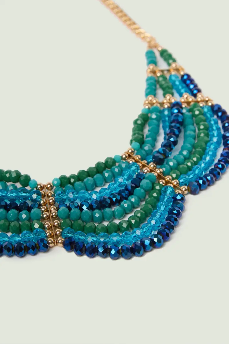 COLLANA-COLLIER DI JAIS E PERLINE DORATE Donna miniatura 5