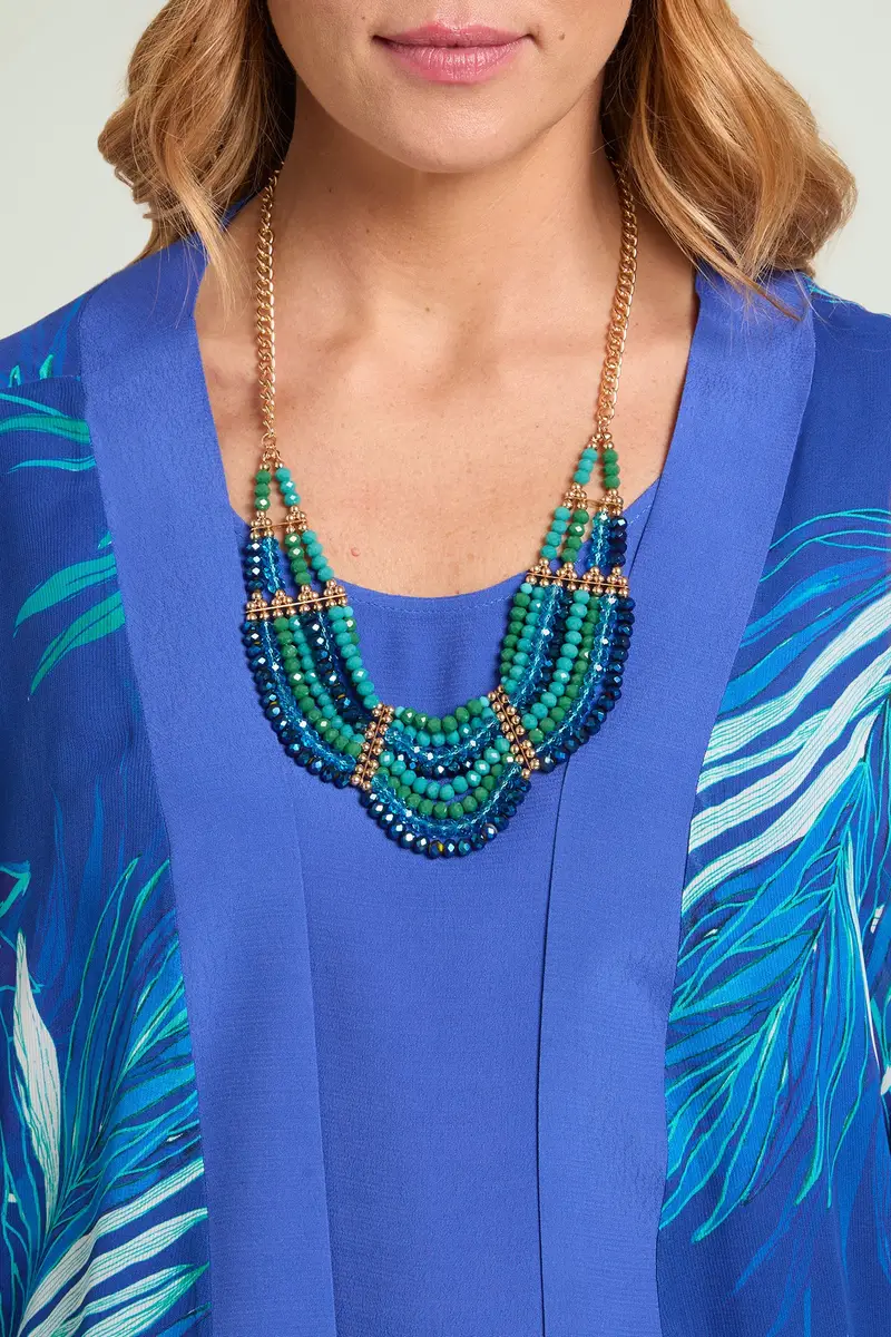 COLLANA-COLLIER DI JAIS E PERLINE DORATE Donna