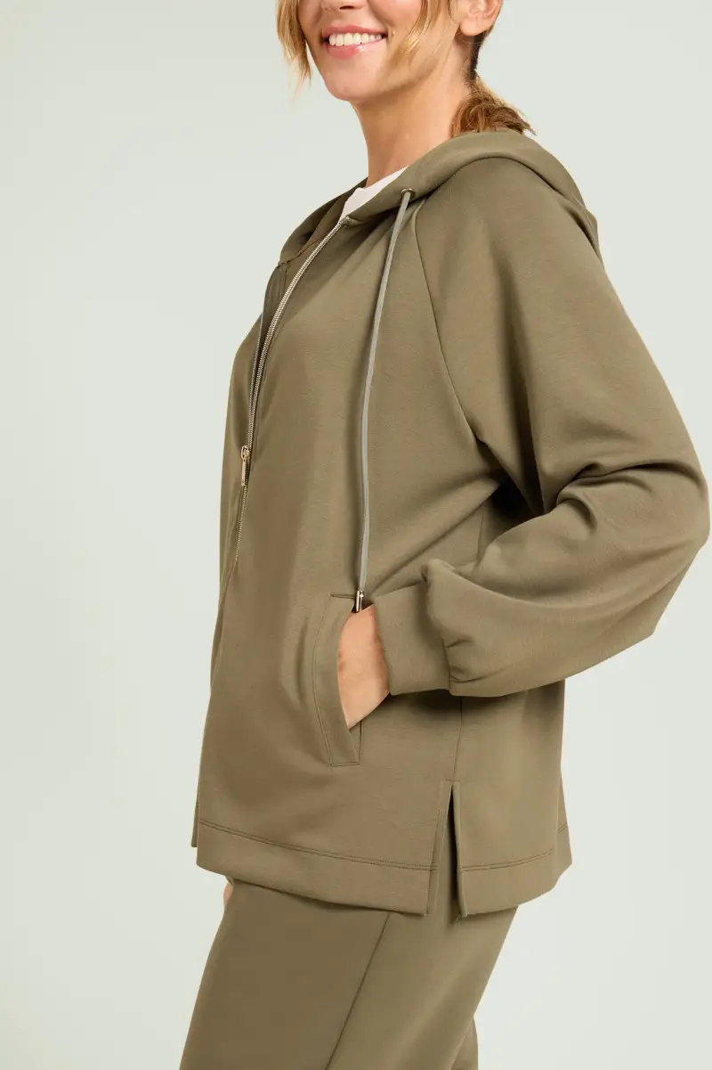 FELPA IN JERSEY SCUBA CON CAPPUCCIO Donna miniatura 3