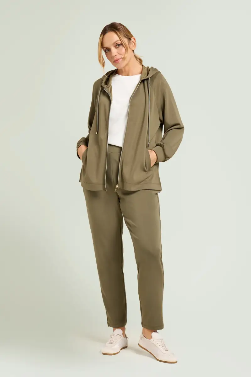 FELPA IN JERSEY SCUBA CON CAPPUCCIO Donna miniatura 4