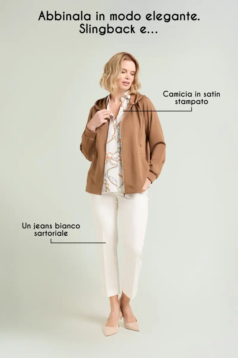 FELPA IN JERSEY SCUBA CON CAPPUCCIO Donna miniatura 5