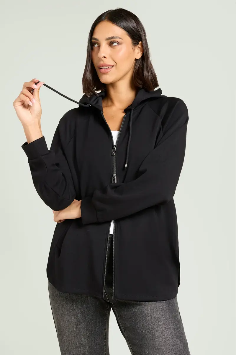 FELPA IN JERSEY SCUBA CON CAPPUCCIO Donna