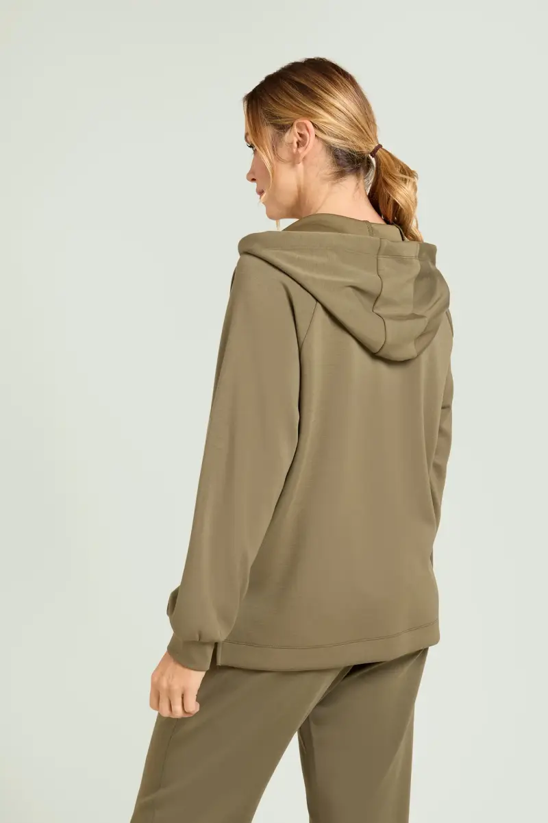 FELPA IN JERSEY SCUBA CON CAPPUCCIO Donna miniatura 2