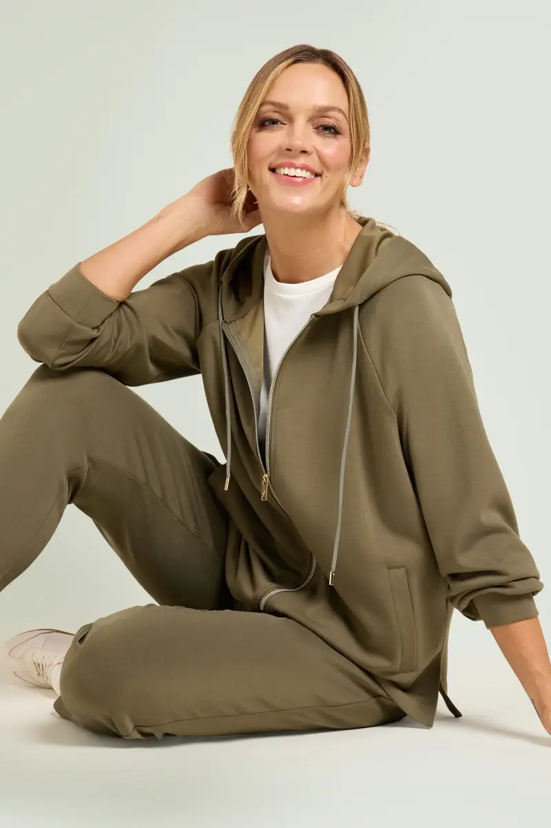 FELPA IN JERSEY SCUBA CON CAPPUCCIO Donna