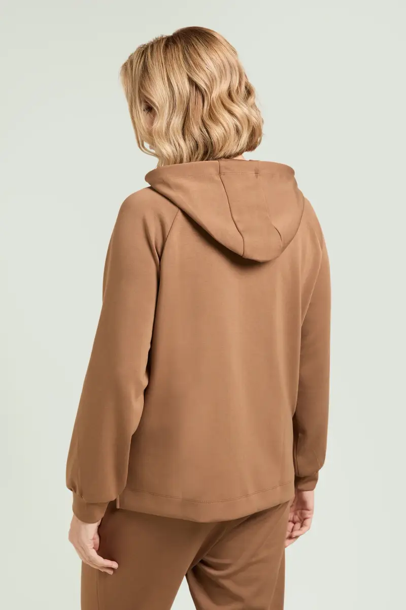 FELPA IN JERSEY SCUBA CON CAPPUCCIO Donna miniatura 2