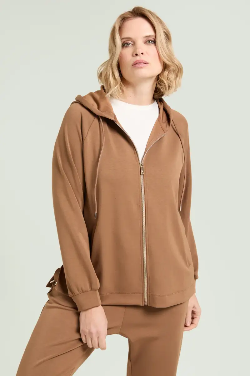 FELPA IN JERSEY SCUBA CON CAPPUCCIO Donna