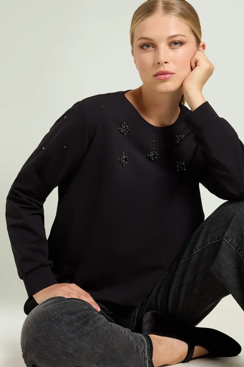 Luisa Viola FELPA RICAMATA A MANO Donna