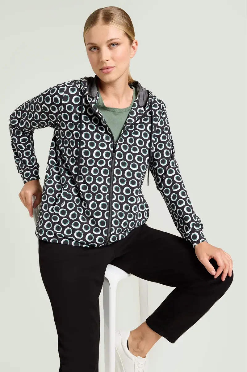 FELPA STAMPATA CON CAPPUCCIO Donna