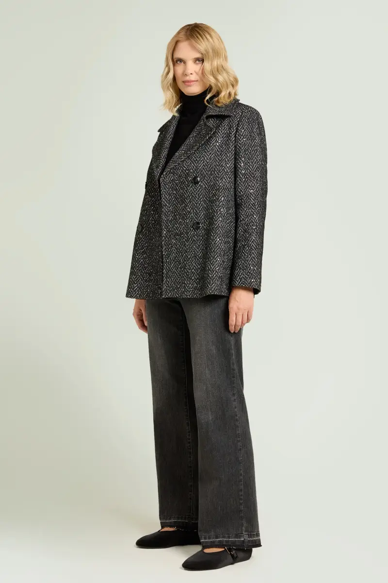 GIACCONE PEA COAT IN CHEVRON PAILLETTES Donna miniatura 2