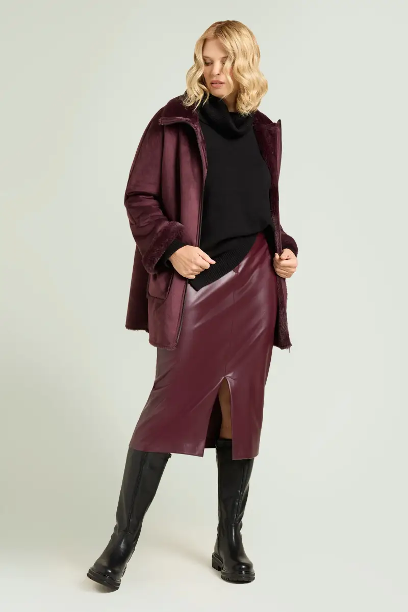 GONNA LUNGA IN TESSUTO SPALMATO Donna miniatura 2