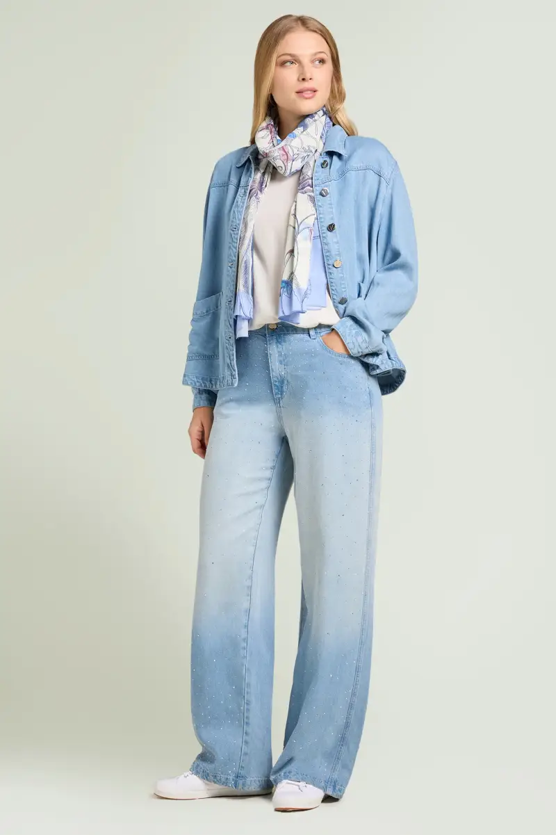 JEANS WIDE LEG CON PUNTI LUCE Donna