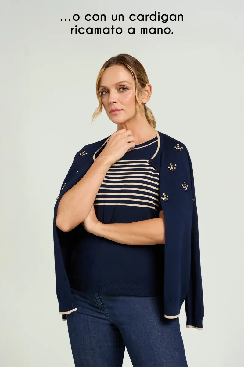 MAGLIA A RIGHE IN VISCOSA COMFORT Donna miniatura 5