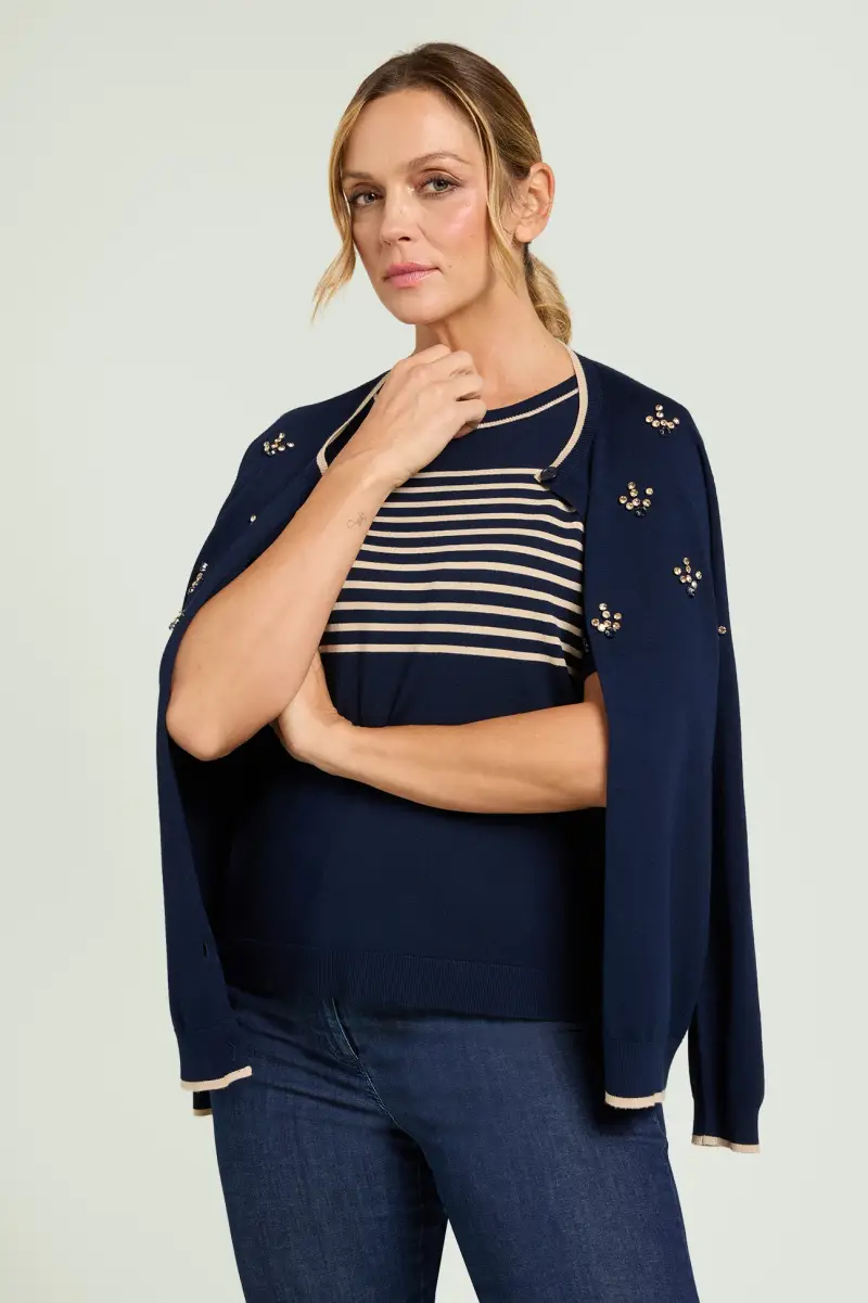 MAGLIA A RIGHE IN VISCOSA COMFORT Donna miniatura 3