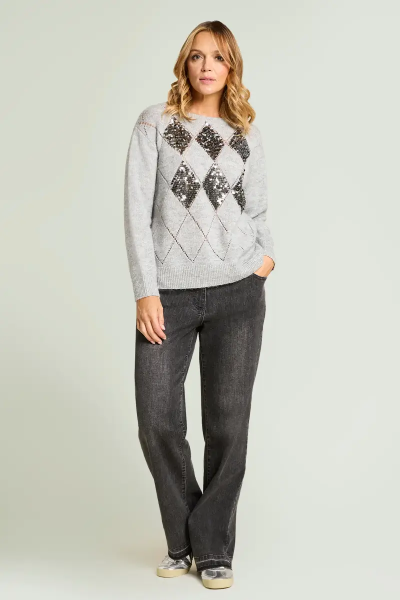 MAGLIA ARGYLE CON PAILLETTES Donna miniatura 3