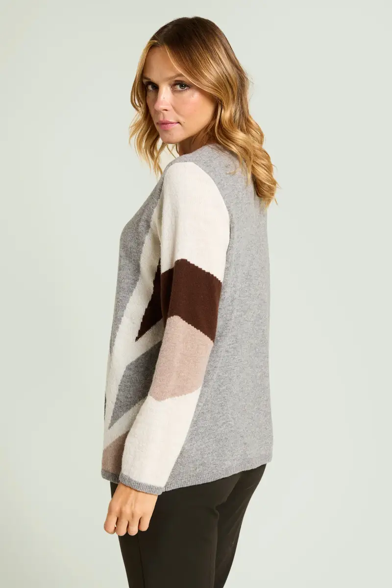 MAGLIA CON INTARSIO IN LANA ALPACA Donna miniatura 3