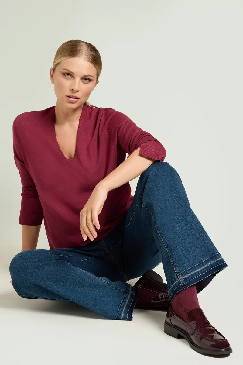 Luisa Viola MAGLIA CON SCOLLO A "V" IN VISCOSA COMFORT Donna